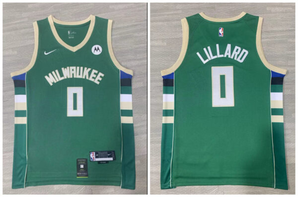 Bucks 0 Damian Lillard Green Nike Swingman Jersey