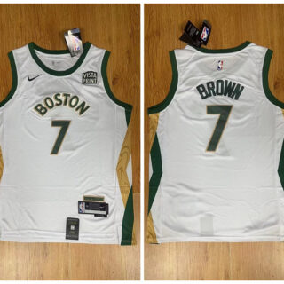 Celtics 7 Jaylen Brown White Nike 2023-24 City Edition Swingman Jersey