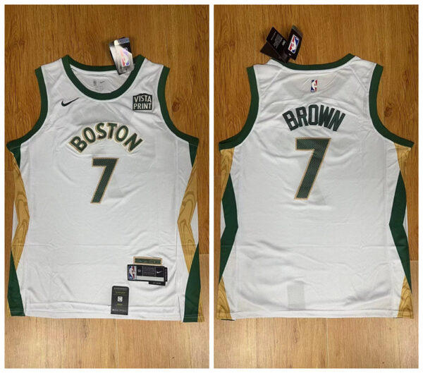 Celtics 7 Jaylen Brown White Nike 2023-24 City Edition Swingman Jersey
