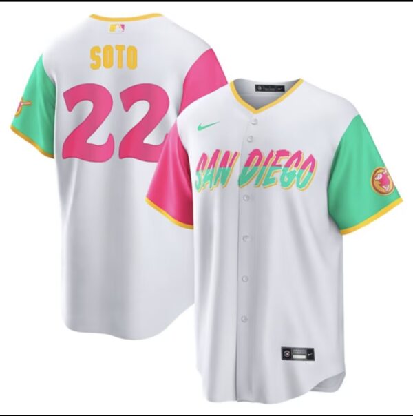 Youth San Diego Padres #22 Juan Soto 2022 White City Connect Flex Base Stitched Baseball Jersey