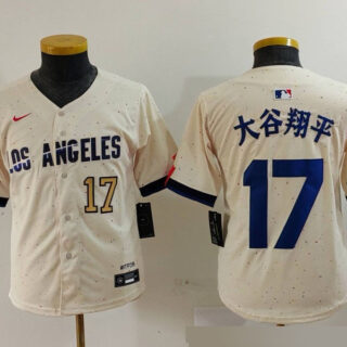 Youth Los Angeles Dodgers #17 大谷翔平 Cream Stitched Baseball Jerseys