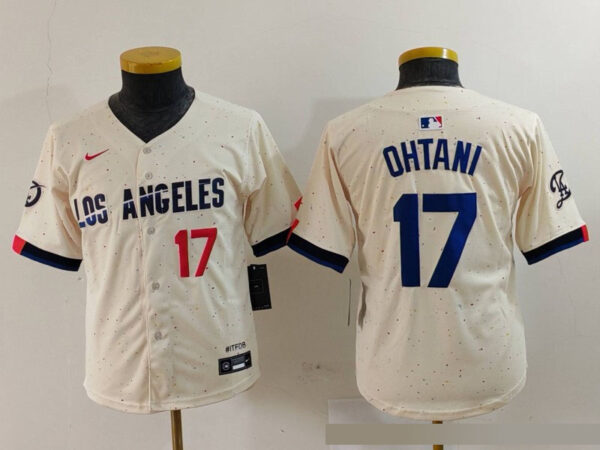Youth Los Angeles Dodgers #17 Shohei Ohtani Cream Stitched Baseball Jerseys