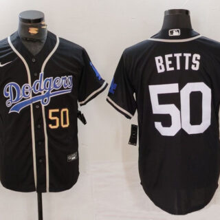 Men's Los Angeles Dodgers #50 Mookie Betts Black Fashion Cool Base Stitched Baseball Jerseys