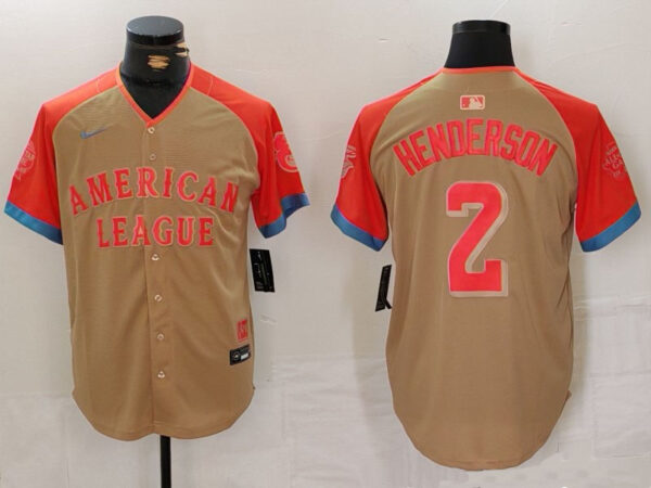 Men's American League #2 Gunnar Henderson Cream 2024 All-Star Elite Stitched Baseball Jerseys