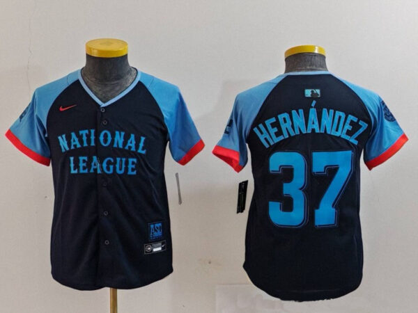 Youth National League #37 Teoscar Hernandez Navy 2024 All-Star Limited Stitched Baseball Jerseys