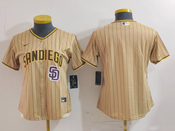 Women's San Diego Padres Tan Team Big Logo Stitched Baseball Jersey(Run Small)