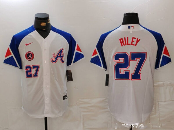 MLB Braves 27 Riley White City Connect Cool Base Men Jerseys