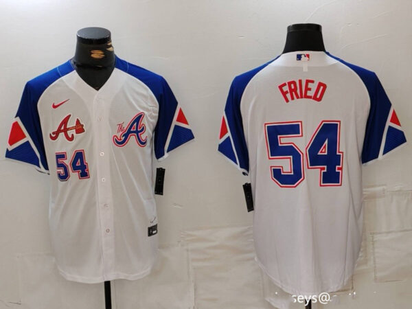 MLB Braves 54 Max Fried White City Connect Nike Cool Base Men Jerseys