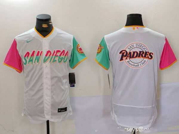 Men's San Diego Padres big logo Profar White City Connect Cool Base Stitched Baseball Jerseys
