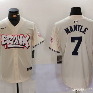 Men's New York Yankees #7 Mickey Mantle The Bronx Graffiti V2 Vapor Limited Stitched Baseball Jerseys