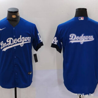 Men's Los Angeles Dodgers Blue Team Big Logo City Connect Cool Base Stitched Baseball Jerseys