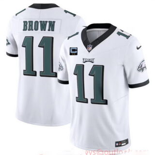 Men's Philadelphia Eagles #11 A. J. Brown White F.U.S.E With 2-Star C Patch Vapor Untouchable Limited Stitched Football Jersey