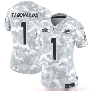 Women's Miami Dolphins #1 Tua Tagovailoa 2024 F.U.S.E Arctic Camo Salute To Service Limited Stitched Football Jersey(Run Small)