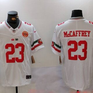 Men's San Francisco 49ers #23 Christian McCaffrey White F.U.S.E. Mexico Faithful To The Bay Patch Vapor Limited Stitched Football Jersey