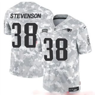 Men's New England Patriots #38 Rhamondre Stevenson 2024 F.U.S.E Arctic Camo Salute To Service Limited Stitched Jersey
