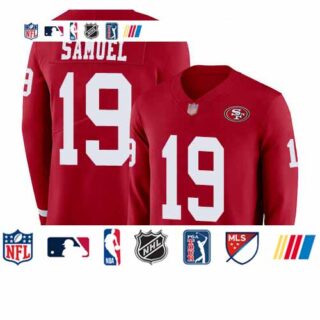 49ers #19 Deebo Samuel Red Team Color Men's Stitched Football Limited Therma Long Sleeve Jersey