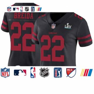49ers #22 Matt Breida Black Alternate Super Bowl LIV Bound Women's Stitched Football Vapor Untouchable Limited Jersey