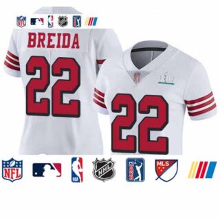 49ers #22 Matt Breida White Rush Super Bowl LIV Bound Women's Stitched Football Vapor Untouchable Limited Jersey