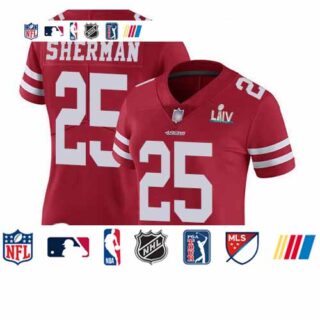 49ers #25 Richard Sherman Red Team Color Super Bowl LIV Bound Women's Stitched Football Vapor Untouchable Limited Jersey