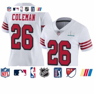 49ers #26 Tevin Coleman White Rush Super Bowl LIV Bound Women's Stitched Football Vapor Untouchable Limited Jersey
