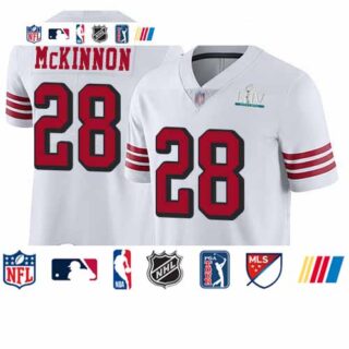 49ers #28 Jerick McKinnon White Rush Super Bowl LIV Bound Men's Stitched Football Vapor Untouchable Limited Jersey