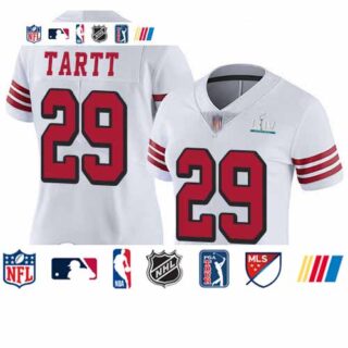 49ers #29 Jaquiski Tartt White Rush Super Bowl LIV Bound Women's Stitched Football Vapor Untouchable Limited Jersey