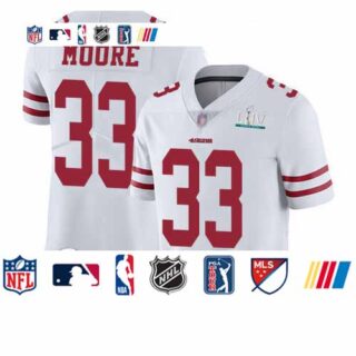 49ers #33 Tarvarius Moore White Super Bowl LIV Bound Men's Stitched Football Vapor Untouchable Limited Jersey