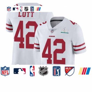 49ers #42 Ronnie Lott White Super Bowl LIV Bound Men's Stitched Football Vapor Untouchable Limited Jersey