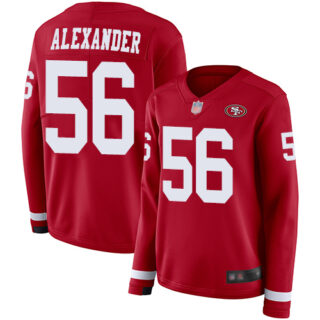 49ers #56 Kwon Alexander Red Team Color Women's Stitched Football Limited Therma Long Sleeve Jersey
