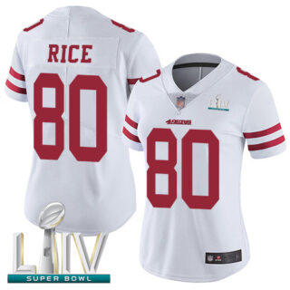 49ers #80 Jerry Rice White Super Bowl LIV Bound Women's Stitched Football Vapor Untouchable Limited Jersey