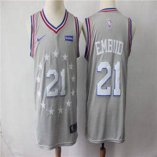 76ers 21 Joel Embiid Gray 2018-19 City Edition Nike Swingman Jersey