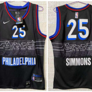 76ers 25 Ben Simmons Black 2020-21 City Edition Nike Swingman Jersey