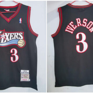 76ers 3 Allen Iverson Black 1997-98 Hardwood Classics Jersey