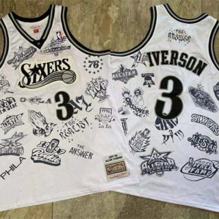 76ers 3 Allen Iverson White 1997-98 Hardwood Classics Jersey