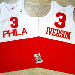 76ers 3 Allen Iverson White Red 2003-04 Hardwood Classics Swingman Jersey_1