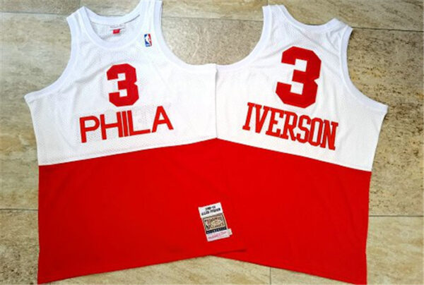 76ers 3 Allen Iverson White Red 2003-04 Hardwood Classics Swingman Jersey_1