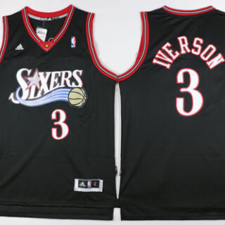 76ers 3 Allen Iverson black jersey