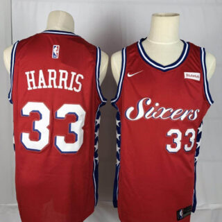 76ers 33 Tobias Harris Red Nike Throwback Swingman Jersey