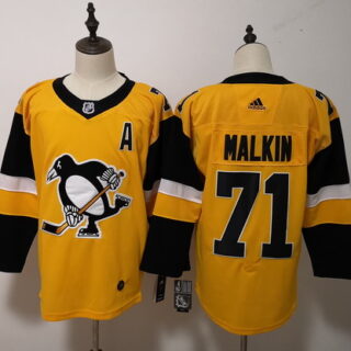 Adidas Penguins #71 Evgeni Malkin Yellow Alternate Stitched NHL Jersey