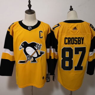 Adidas Penguins #87 Sidney Crosby Yellow Alternate Stitched NHL Jersey