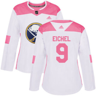 Adidas Sabres #9 Jack Eichel White Pink Authentic Fashion Women's Stitched NHL Jersey