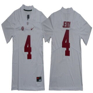 Alabama Crimson Tide 4 Jerry Jeudy White Nike College Football Jersey