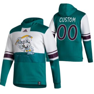 Anaheim Ducks Custom Adidas Reverse Retro Pullover Hoodie White Green