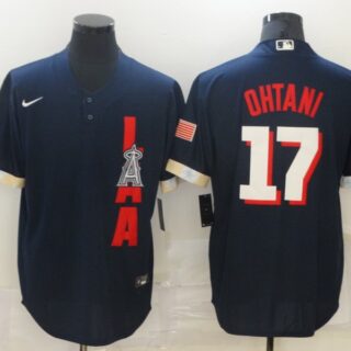 Angels 17 Shohei Ohtani Navy Nike 2021 MLB All-Star Cool Base Jersey
