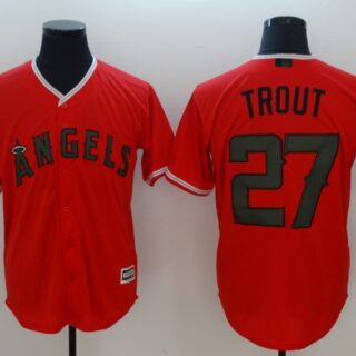Angels 27 Mike Trout Red 2018 Memorial Day Cool Base Jersey