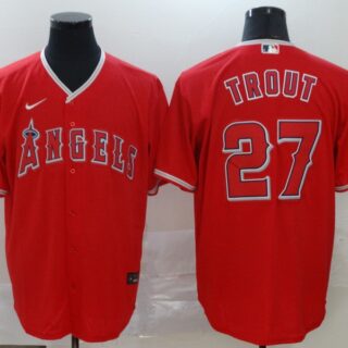 Angels 27 Mike Trout Red 2020 Nike Cool Base Jersey