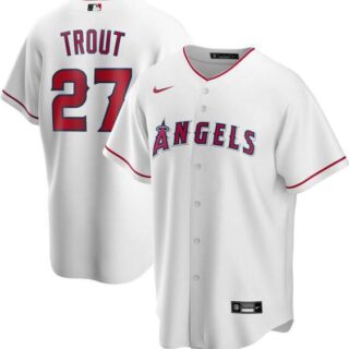 Angels 27 Mike Trout White 2020 Nike Cool Base Jersey