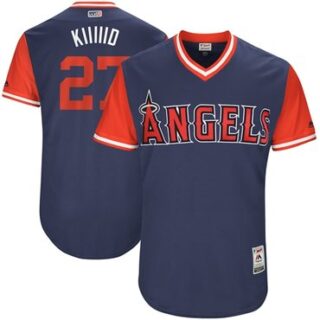 Angels of Anaheim #27 Mike Trout Navy Kiiiiid Players Weekend Authentic Stitched MLB Jersey