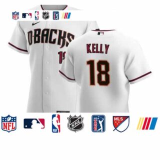 Arizona Diamondbacks #18 Carson Kelly Men's Nike White Crimson Authentic Home Team MLB Jersey
