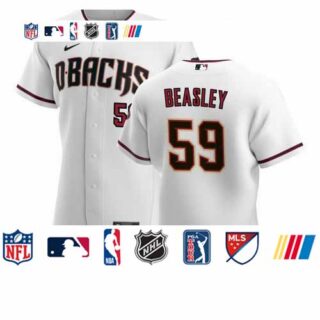 Arizona Diamondbacks #59 Jeremy Beasley Men's Nike White Crimson Authentic Home Team MLB Jersey